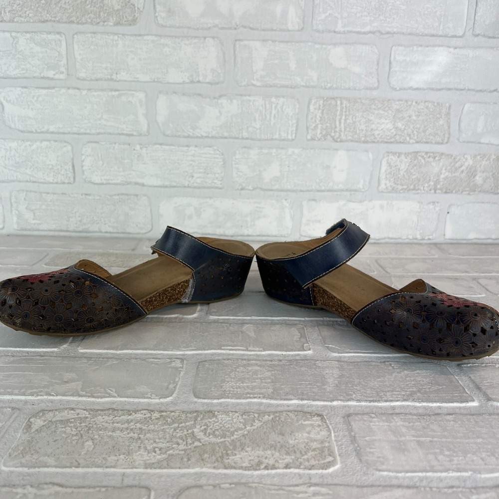 L'Artiste Spring Step Mary Jane Sandals Womens 38 7.5 8 Spikey Blum Floral Wedge - Picture 11 of 16